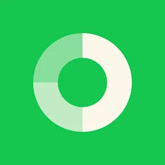 Ícone do aplicativo Organizze, um gráfico circular em verde e branco
